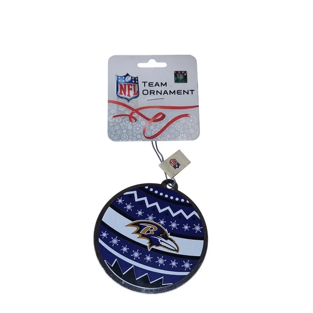 Baltimore Ravens NFL Team Logo Christmas Ornament Metal Round Design Holiday NEW